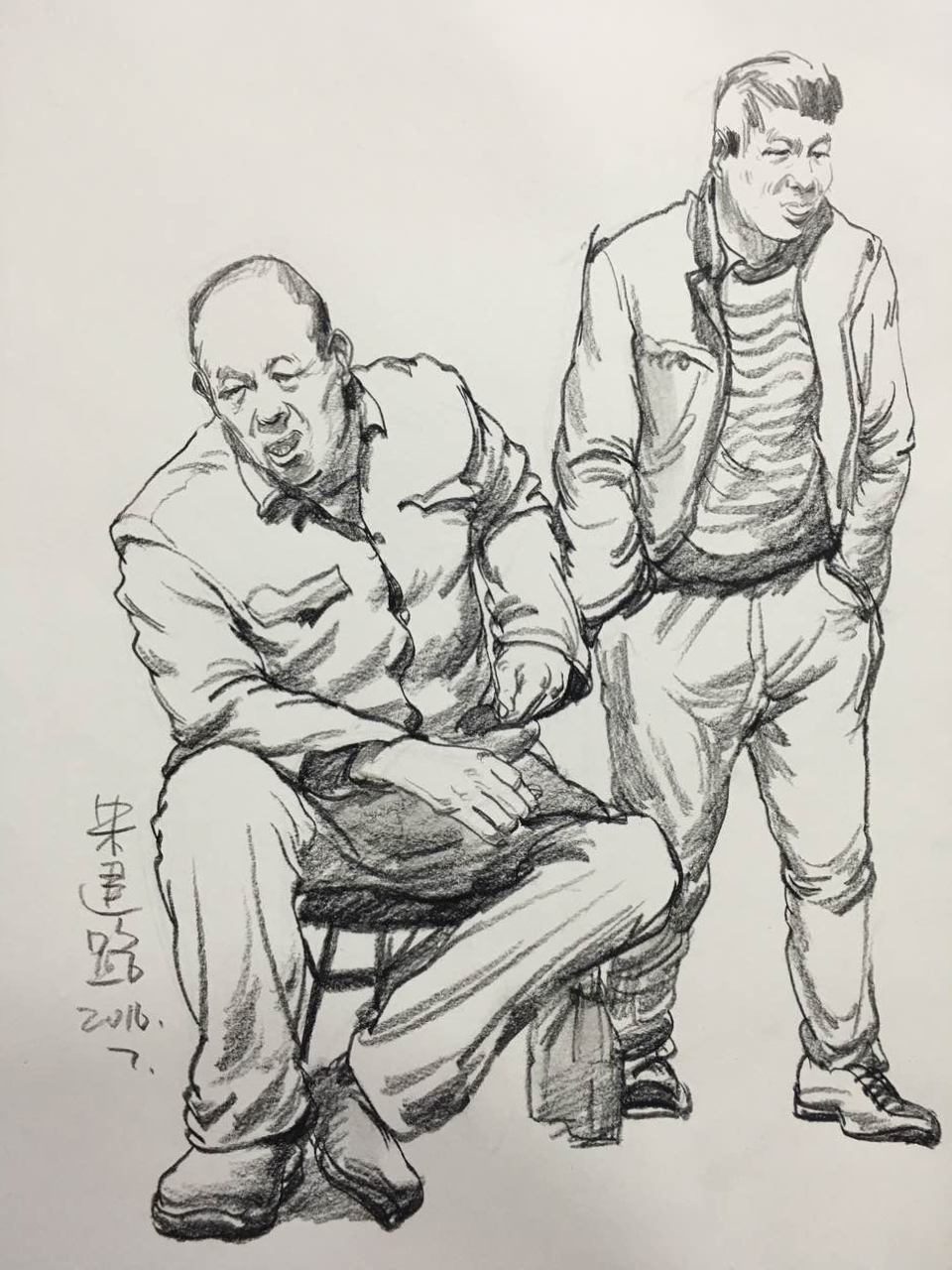 人物速寫(xiě)雙人站坐姿范畫(huà)賞析