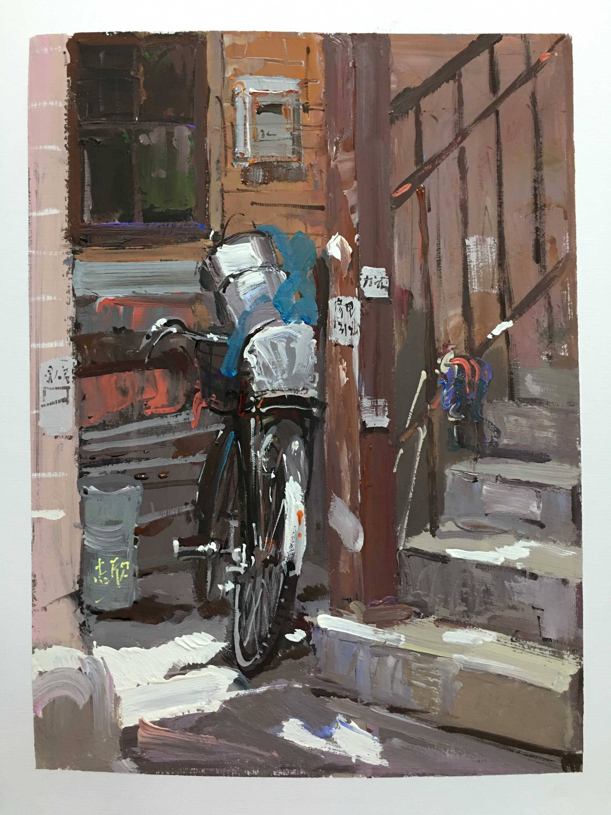 色彩場景摩托樓梯范畫賞析