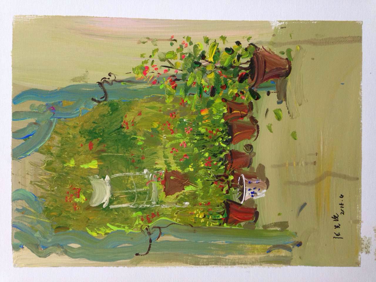 色彩場景室外盆栽范畫賞析