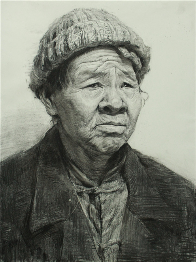 素描人像老年婦女范畫賞析