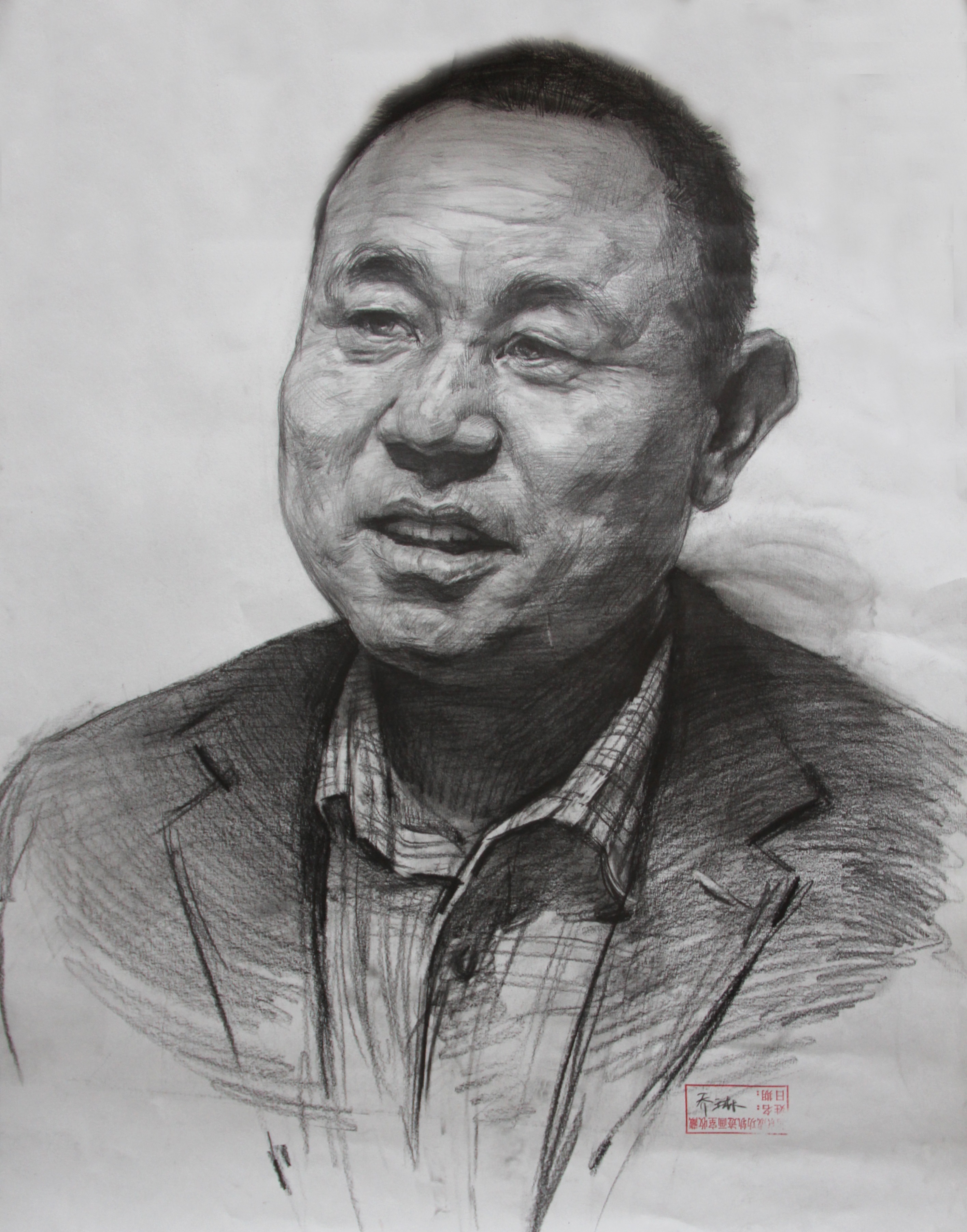 素描人像中年男士范畫賞析