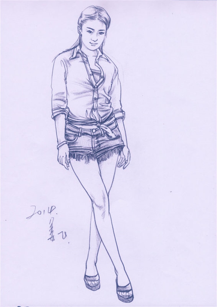 人物速寫青年女性范畫賞析