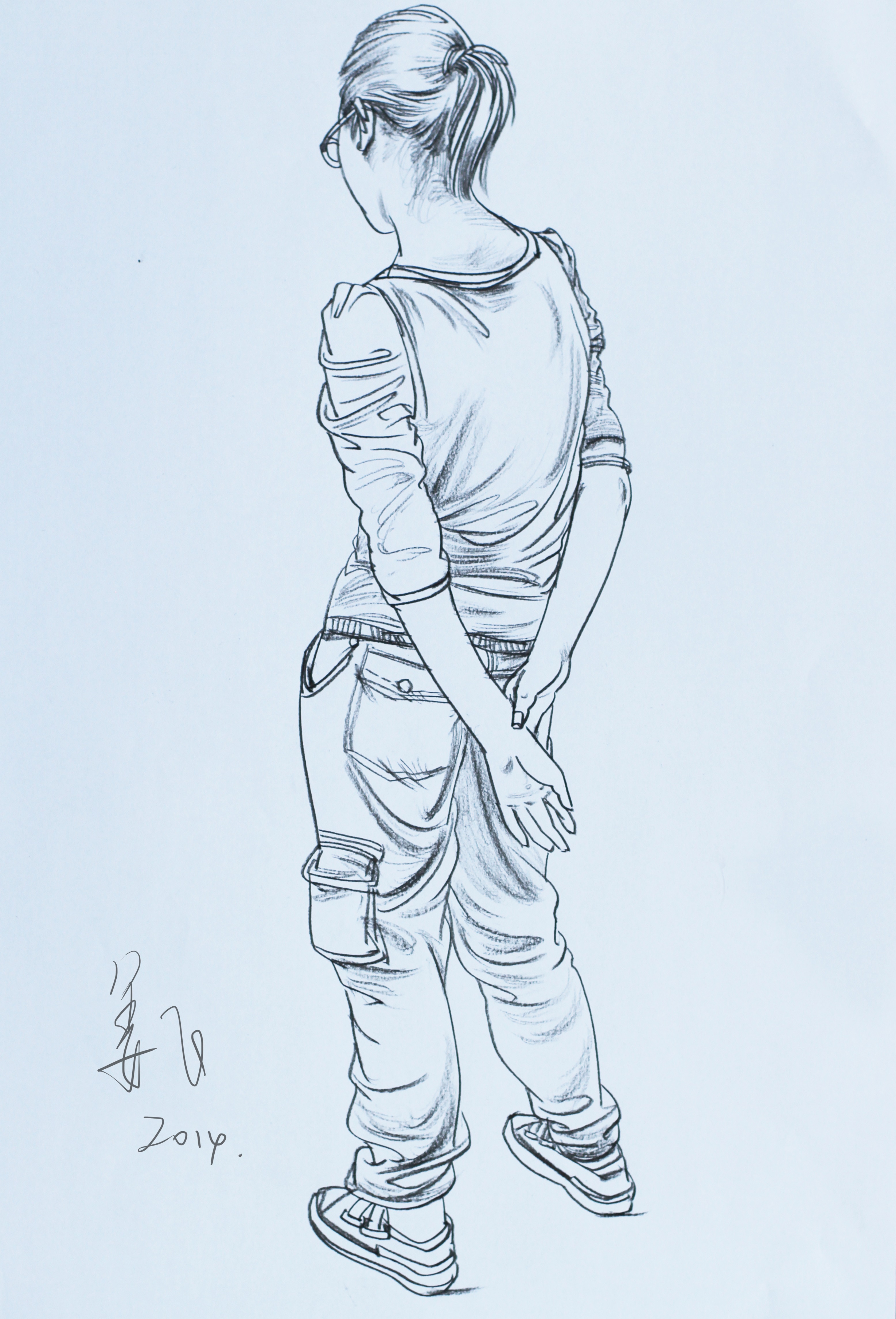 人物速寫(xiě)男孩背影范畫(huà)賞析