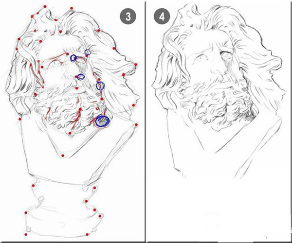 超詳細的馬賽素描石膏頭像步驟