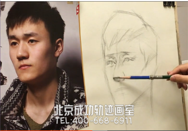 素描男青年頭像解構