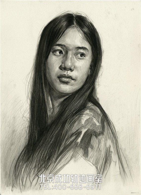 素描頭像:文藝女青年頭像素描教程